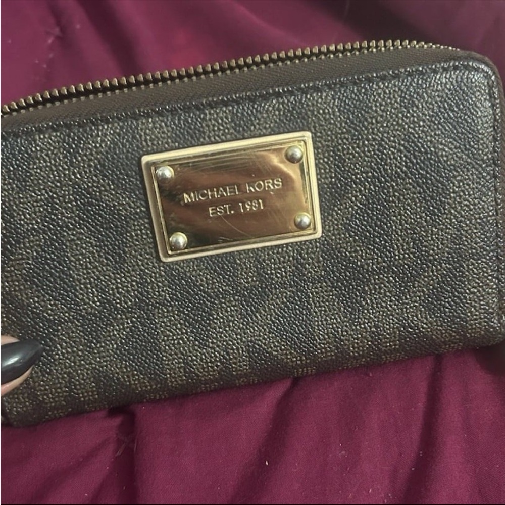 MICHAEL KORS wallet MK logo Jet Set Travel Small Continental ZIP Signature Print